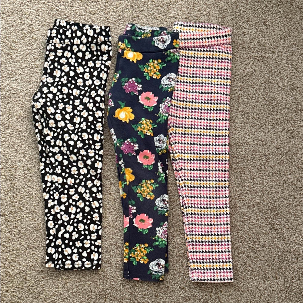 Janie and Jack Black, Blue, and Pink Kids Leggings Trio
